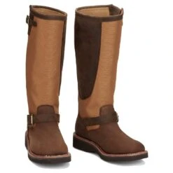 Justin Boots Women's Cottonwood Hickory Brown Square Toe 17in Tall Snake Boot