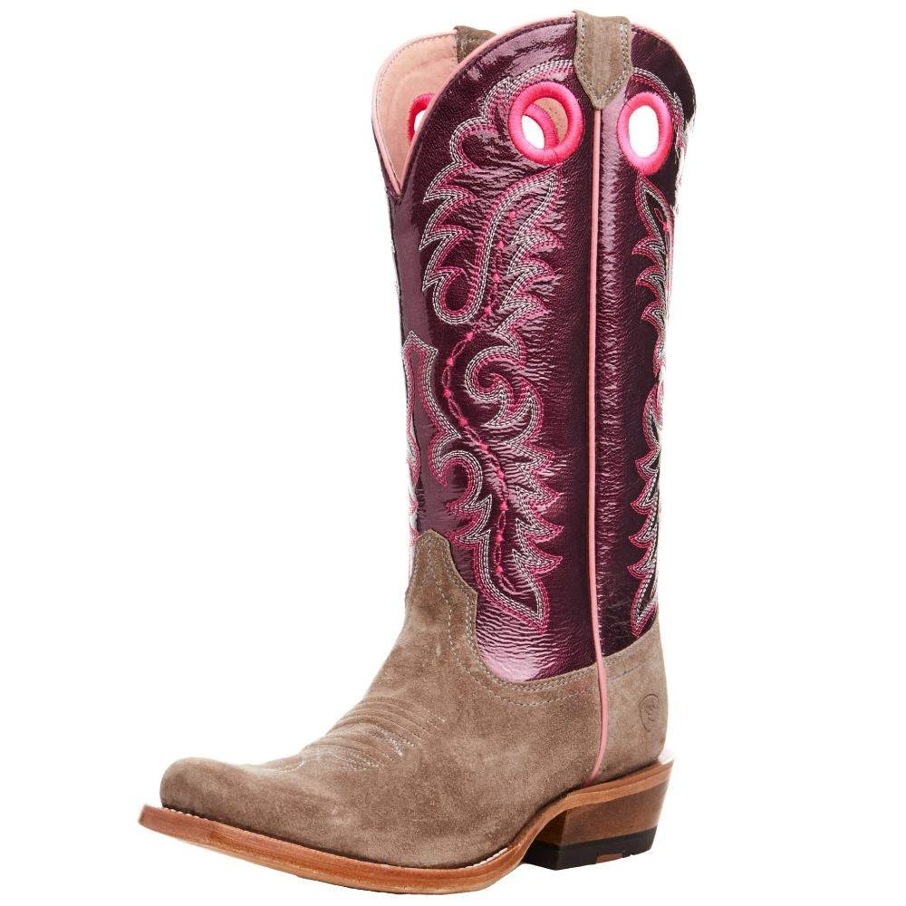 Ariat Women's Futurity Smokey Roughout/ Wine Patent 13 In Top Boot 1 Ariat Women's Futurity Smokey Roughout/ Wine Patent 13 In Top Boot