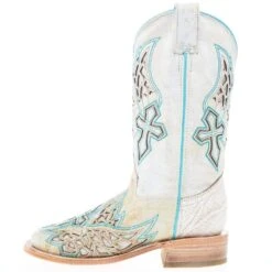 Corral Women's White Inlay Turquoise Embroidery 12 In Top Square Toe Boot -Ariat Sales Shop A4334 03