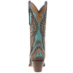 Corral Women's Tan Embroidery-Turquoise Overlay 13 In Top Snip Toe Boot -Ariat Sales Shop C3943 04