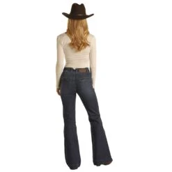 Rock & Roll Denim Women's High Rise Dark Wash Trouser -Ariat Sales Shop W8H2687 3